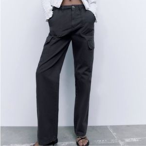 ZARA High Rise Straight Leg Cargo Pants